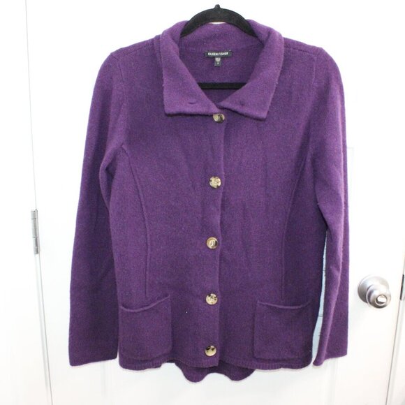 Eileen Fisher Sweaters - Eileen Fisher Lamb Wool Cashmere Blend Button Down Collared Shacket Size Small
